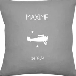 Sale Coussin de naissance gris béton personnalisable (45 x 45 cm) Coussin