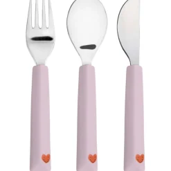 Best Couverts en silicone Happy Rascals Coeur lavande (3 pièces) Couverts