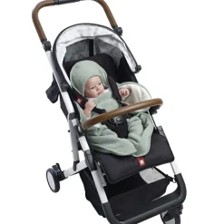 Clearance Couverture Babynomade double polaire vert sauge et blanc (0-6 mois) Couverture Nomade