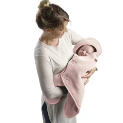 Béaba Couverture Babynomade double polaire rose poudré et blanc (0-6 mois)