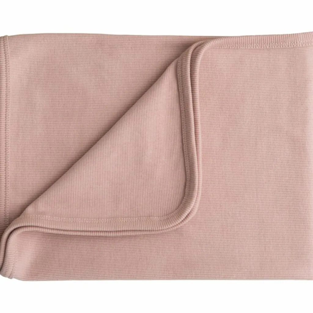 Enfant Mushie Couverture bébé côtelée Blush (90 x 90 cm)