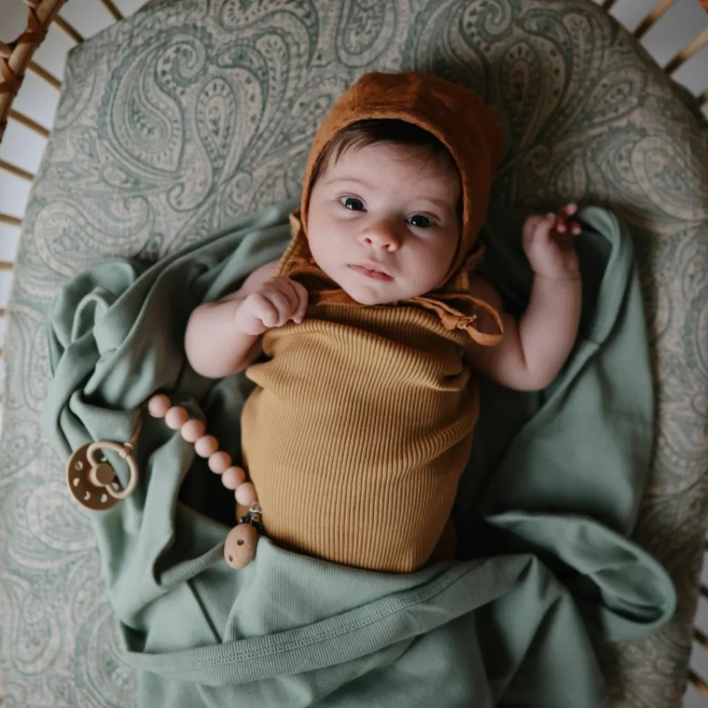 Enfant Mushie Couverture bébé côtelée Roman Green (90 x 90 cm)