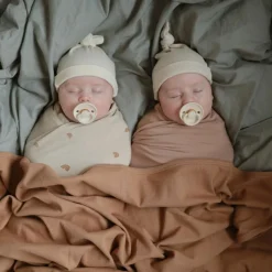 Enfant Mushie Couverture bébé côtelée Tan (90 x 90 cm)