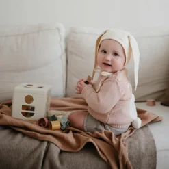 Enfant Mushie Couverture bébé côtelée Tan (90 x 90 cm)