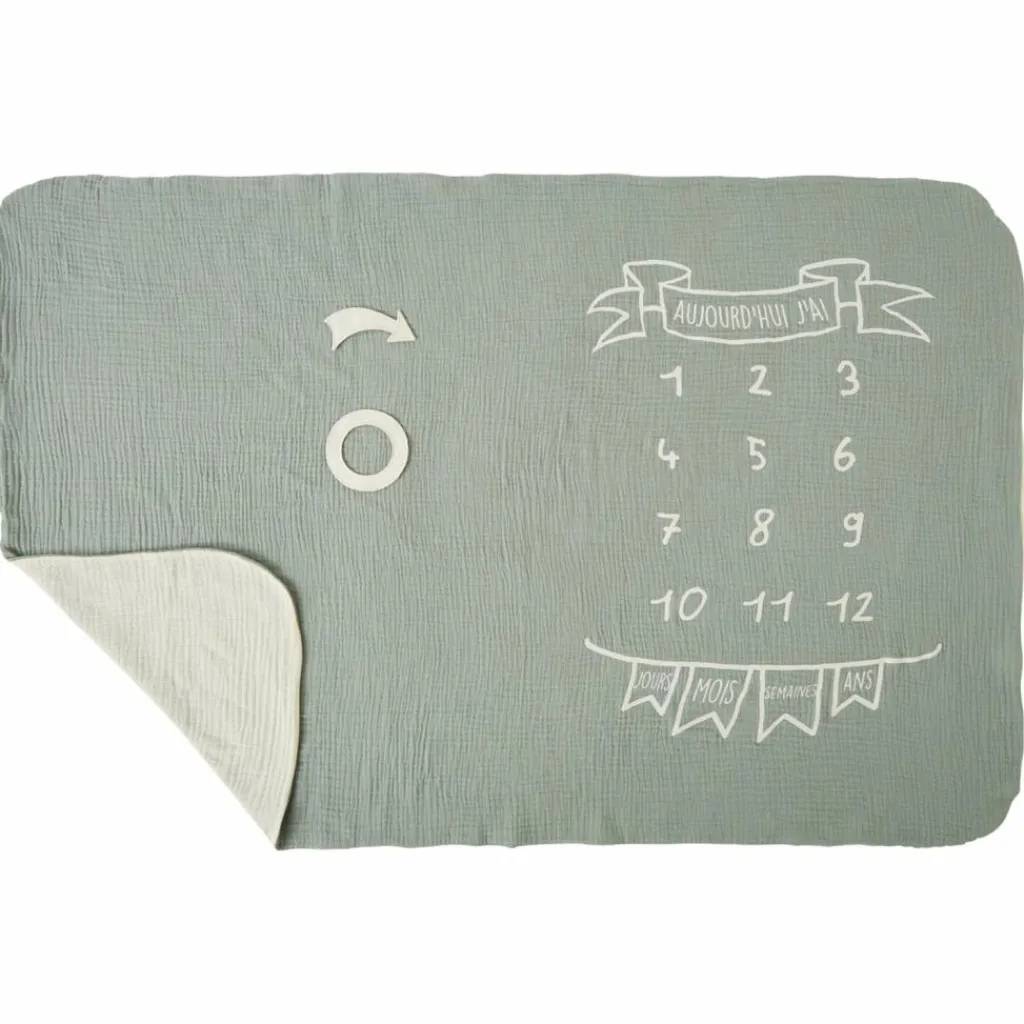 BB & Co Couverture décor pour photos avec 2 accessoires rayé vert de gris