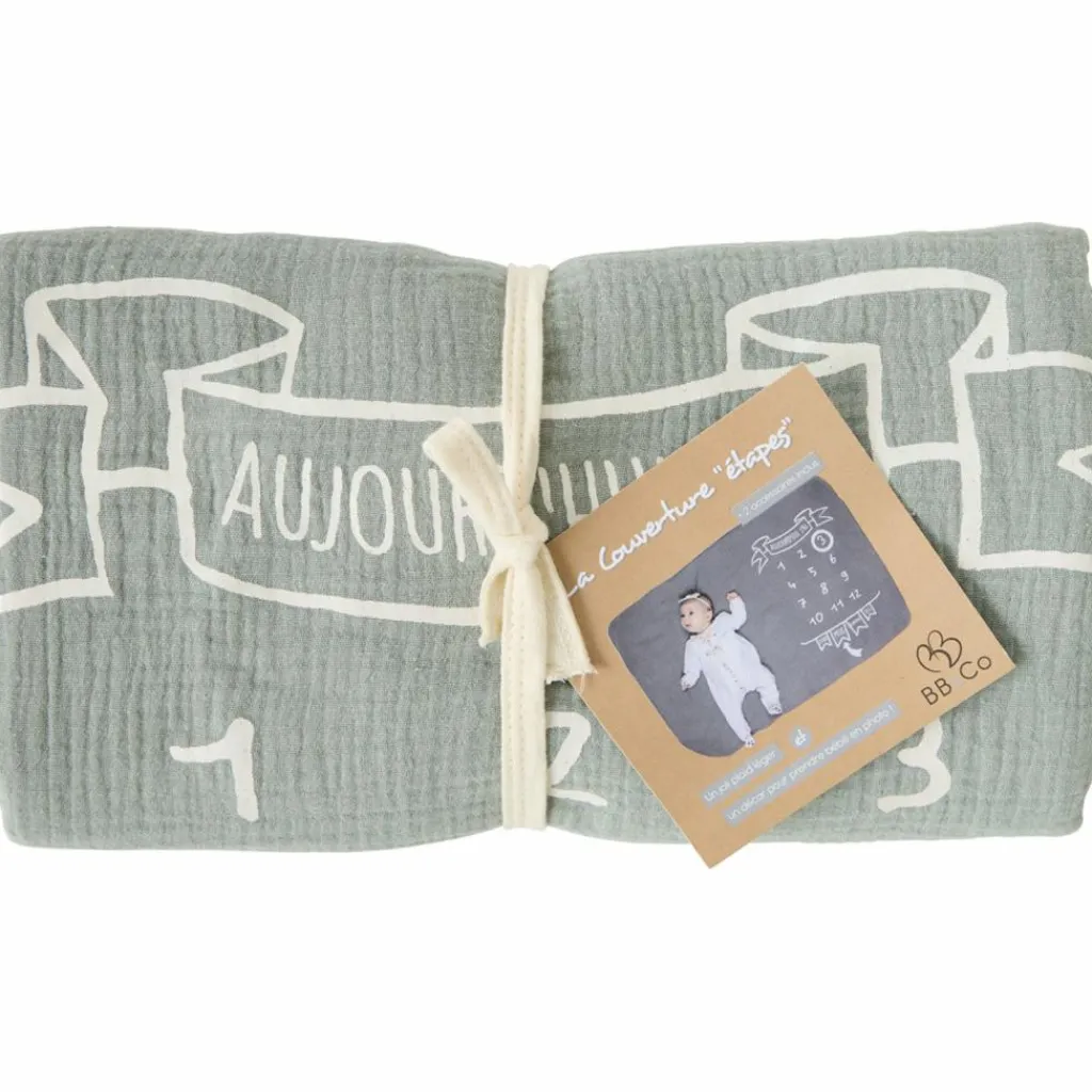 BB & Co Couverture décor pour photos avec 2 accessoires rayé vert de gris