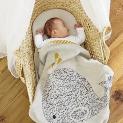 Sale Couverture en coton bio baleine Little Water Enfant Couverture Bébé Et Enfant