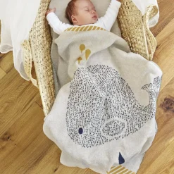 Sale Couverture en coton bio baleine Little Water Enfant Couverture Bébé Et Enfant