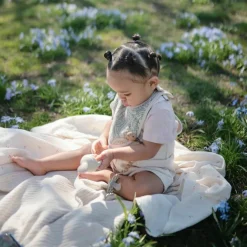 Online Couverture en coton bio Ribbed Beige melange (80 x 100 cm) Enfant Couverture Bébé Et Enfant