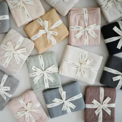 Online Couverture en coton bio Ribbed Beige melange (80 x 100 cm) Enfant Couverture Bébé Et Enfant