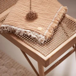 Enfant Jollein Couverture en coton Fringe Moonstone-Ivory (75 x 100 cm)