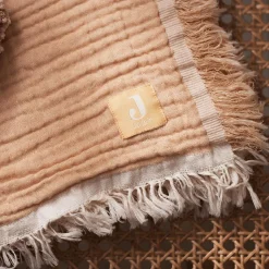 Enfant Jollein Couverture en coton Fringe Moonstone-Ivory (75 x 100 cm)