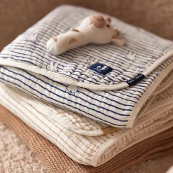 Enfant Jollein Couverture en coton Miffy Stripe Navy (75 x 100 cm)