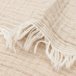 Enfant Jollein Couverture en gaze de coton Fringe Stripe Biscuit (120 x 120 cm)