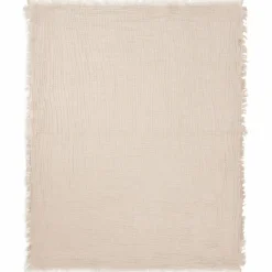 Enfant Jollein Couverture en gaze de coton Fringe Stripe Biscuit (120 x 120 cm)