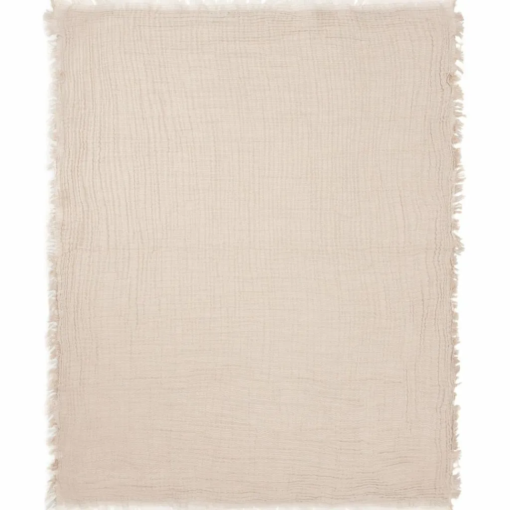 Enfant Jollein Couverture en gaze de coton Fringe Stripe Biscuit (120 x 120 cm)