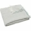 Enfant Jollein Couverture en gaze de coton Fringe Stripe Sea Green (75 x 100 cm)
