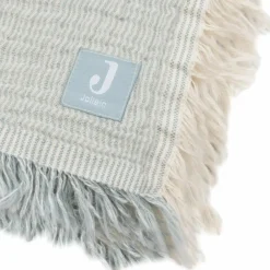 Enfant Jollein Couverture en gaze de coton Fringe Stripe Sea Green (75 x 100 cm)