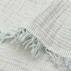 Enfant Jollein Couverture en gaze de coton Fringe Stripe Sea Green (120 x 120 cm)