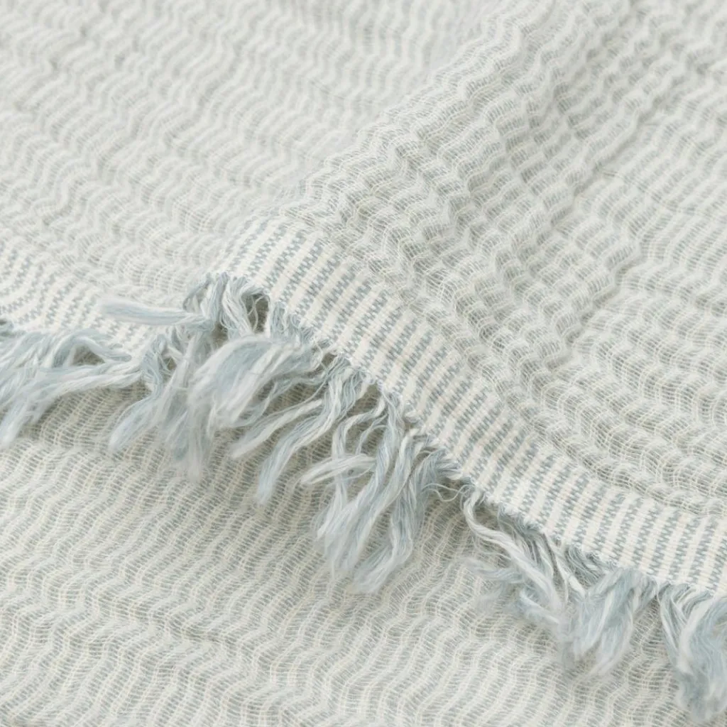 Enfant Jollein Couverture en gaze de coton Fringe Stripe Sea Green (120 x 120 cm)