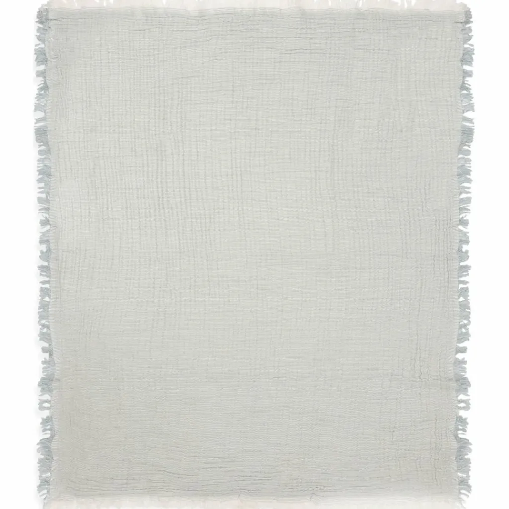 Enfant Jollein Couverture en gaze de coton Fringe Stripe Sea Green (120 x 120 cm)