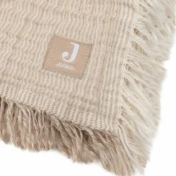 Enfant Jollein Couverture en gaze de coton Fringe Stripe Biscuit (75 x 100 cm)