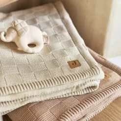 Online Couverture en polaire Box Knit Milky Coffee (100 x 150 cm) Enfant Couverture Bébé Et Enfant