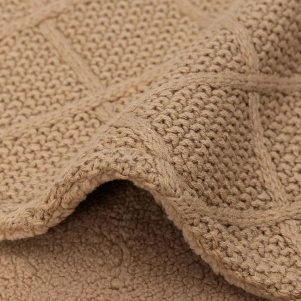 Enfant Jollein Couverture en polaire Check Knit Biscuit (75 x 100 cm)