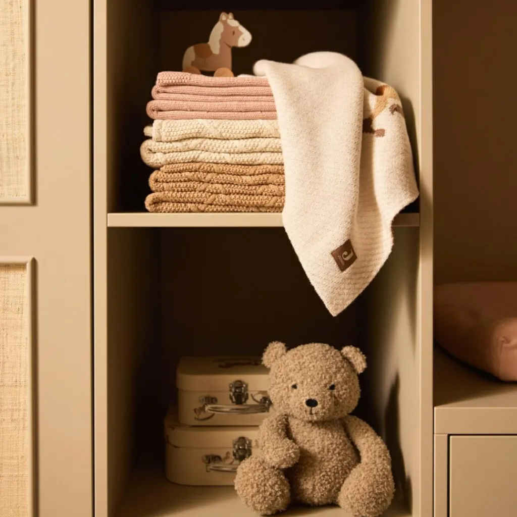 Enfant Jollein Couverture en polaire Check Knit Biscuit (75 x 100 cm)