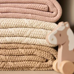 Enfant Jollein Couverture en polaire Check Knit Oatmeal (100 x 150 cm)