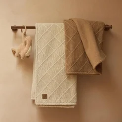 Enfant Jollein Couverture en polaire Check Knit Oatmeal (100 x 150 cm)