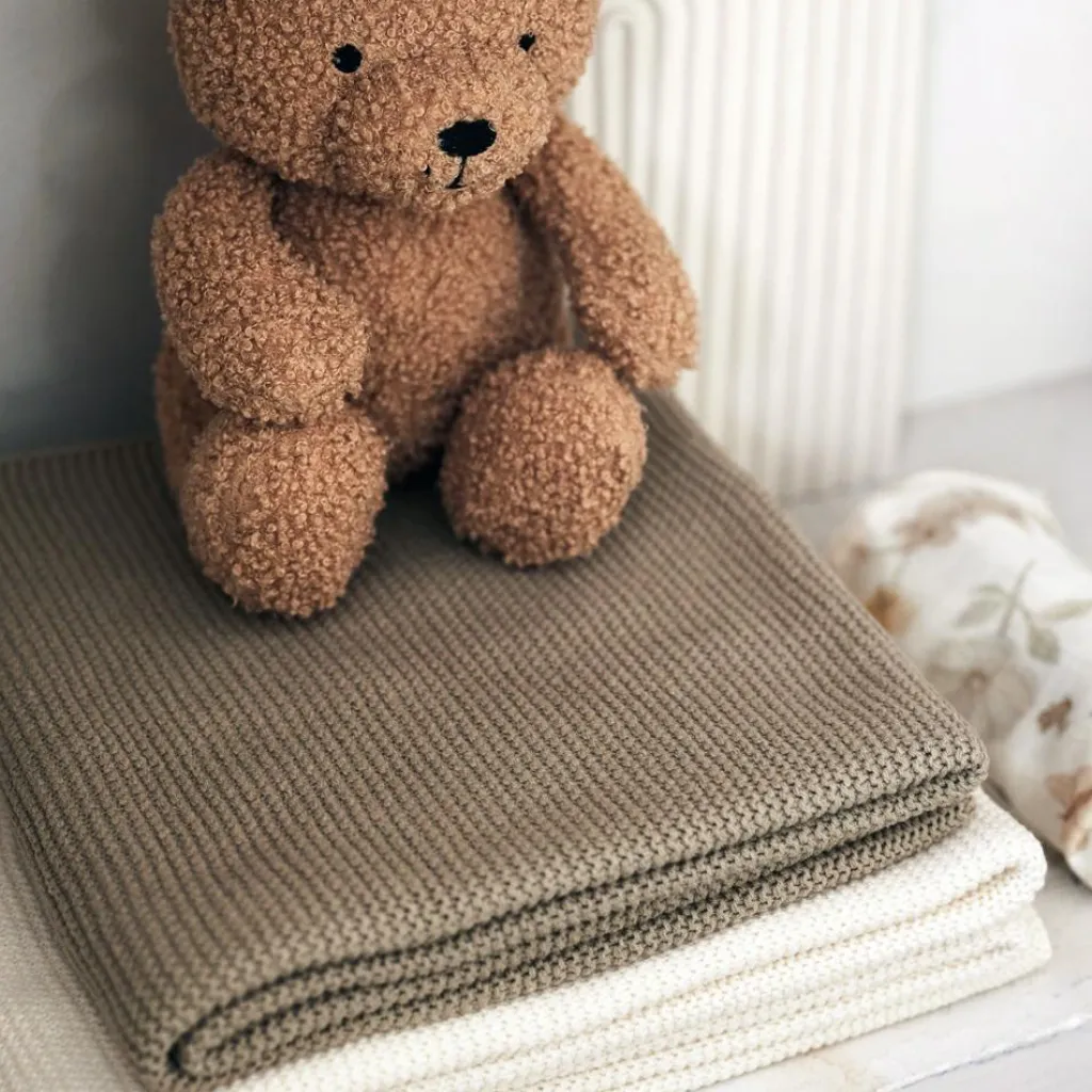 Clearance Couverture en tricot Basic Knit Olive Green (75 x 100 cm) Enfant Couverture Bébé Et Enfant