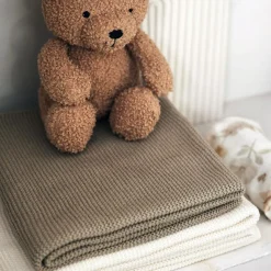 Clearance Couverture en tricot Basic Knit Olive Green (100 x 150 cm) Enfant Couverture Bébé Et Enfant