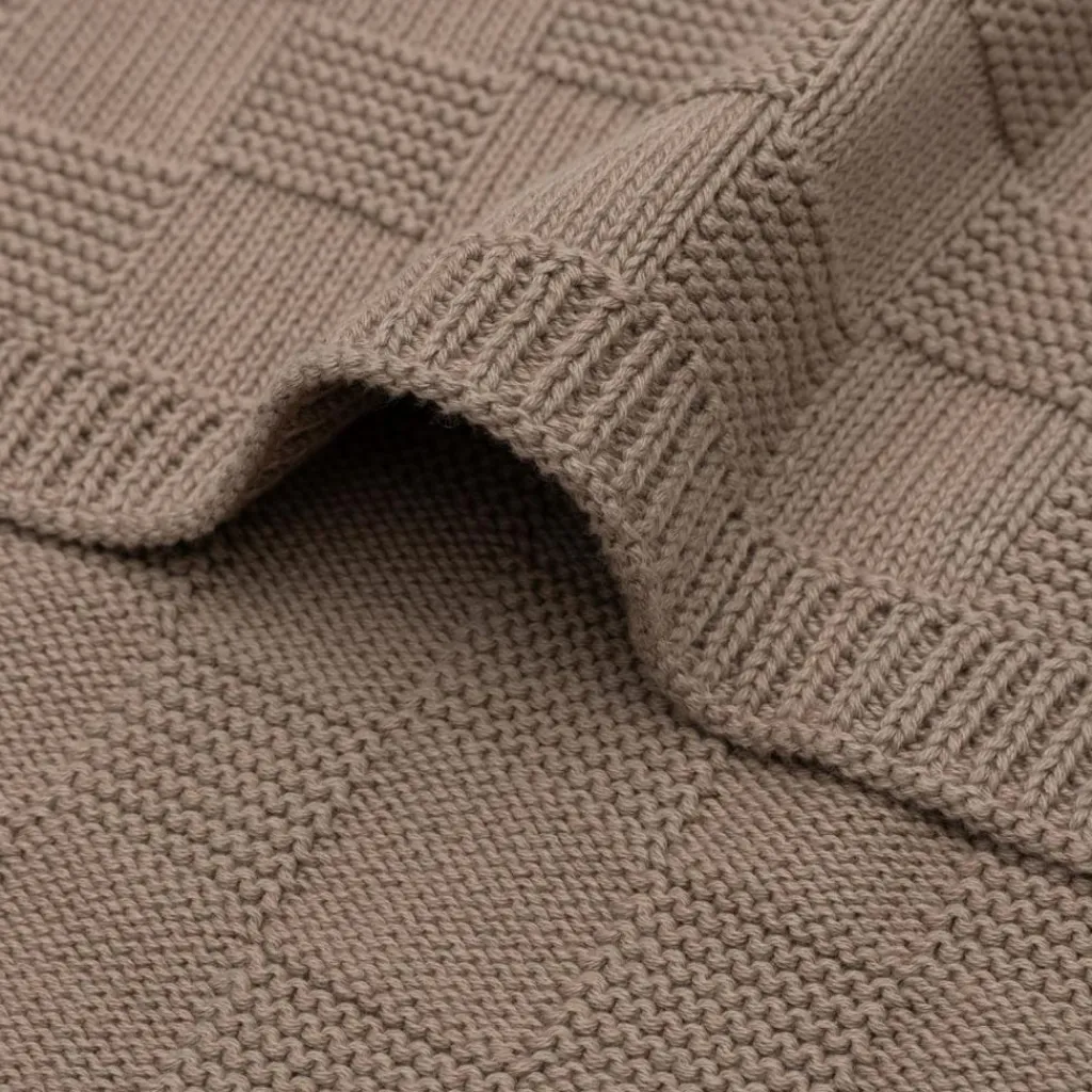 Clearance Couverture en tricot Box Knit Milky Coffee (75 x 100 cm) Enfant Couverture Bébé Et Enfant
