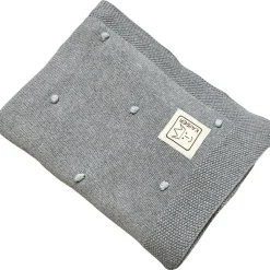 Couverture en tricot et coton bio gris et bleu clair (80 x 100 cm) Enfant Couverture Bébé Et Enfant