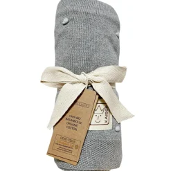 Couverture en tricot et coton bio gris et bleu clair (80 x 100 cm) Enfant Couverture Bébé Et Enfant