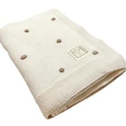 Enfant Kaiser Couverture en tricot et coton bio crème et marron (80 x 100 cm)