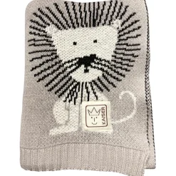 Hot Couverture en tricot et coton bio Lion (80 x 100 cm) Enfant Couverture Bébé Et Enfant