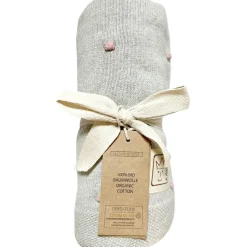 Enfant Kaiser Couverture en tricot et coton bio gris et rose (80 x 100 cm)