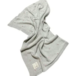 Enfant Kaiser Couverture en tricot et coton bio gris et rose (80 x 100 cm)