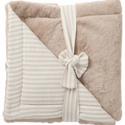 Enfant BB & Co Couverture Luxe fausse fourrure angora et gaze rayé galet (70 x 100 cm)