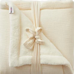 Enfant BB & Co Couverture polaire double gaze de coton Mousse de lait (70 x 100 cm)