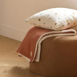 Enfant Sauthon Couverture polaire et gaze de coton Terracotta (75 x 100 cm)