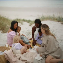 Enfant Mushie Couverture tricotée en coton bio Textured Dots Blush (80 x 100 cm)