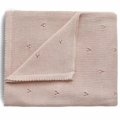 Enfant Mushie Couverture tricotée en coton bio Pointelle Blush (100 x 80 cm)