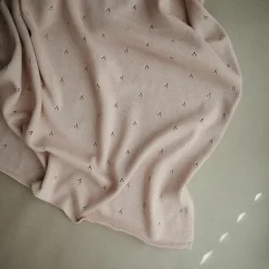 Enfant Mushie Couverture tricotée en coton bio Pointelle Blush (100 x 80 cm)