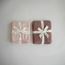 Enfant Mushie Couverture tricotée en coton bio Pointelle Blush (100 x 80 cm)