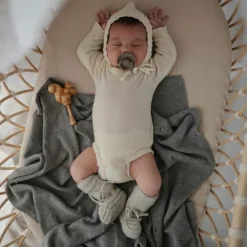 Enfant Mushie Couverture tricotée en coton bio Pointelle Gray melange (100 x 80 cm)