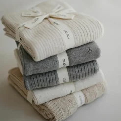 Enfant Mushie Couverture tricotée en coton bio Pointelle Gray melange (100 x 80 cm)