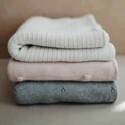 Enfant Mushie Couverture tricotée en coton bio Pointelle Gray melange (100 x 80 cm)